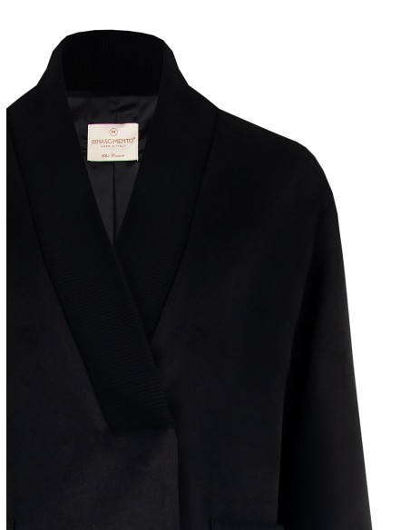 Manteau mi-long oversize en velours avec col en maille Rinascimento