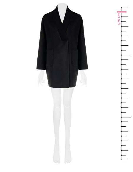 Manteau mi-long oversize en velours avec col en maille Rinascimento