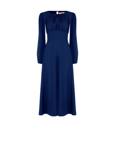 Robe midi en tissu fluide avec encolure surpiquée Rinascimento