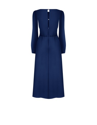 Robe midi en tissu fluide avec encolure surpiquée Rinascimento