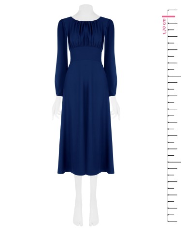 Robe midi en tissu fluide avec encolure surpiquée Rinascimento