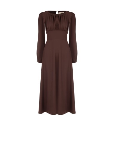 Robe midi en tissu fluide avec encolure surpiquée Rinascimento