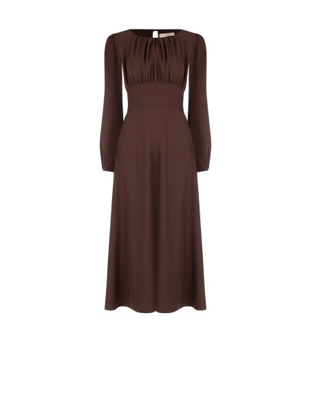 Robe midi en tissu fluide avec encolure surpiquée Rinascimento