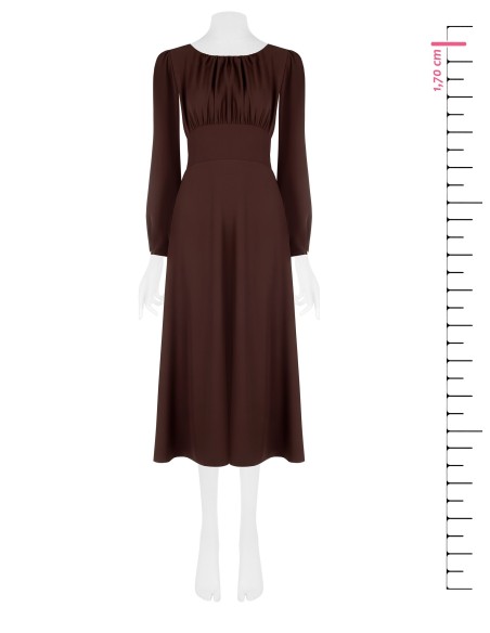 Robe midi en tissu fluide avec encolure surpiquée Rinascimento