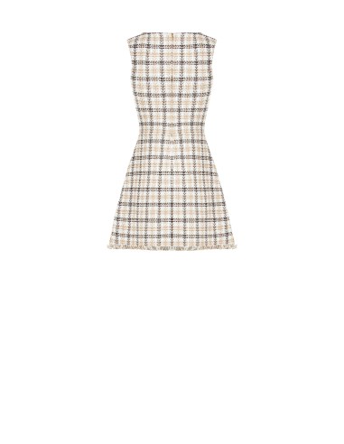 Robe courte trapèze en tweed avec boutons logo RR et bas effiloché Rinascimento