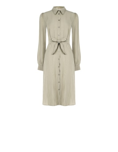 Robe-chemise midi en tissu léger mélangé de viscose avec ceinture assortie Rinascimento