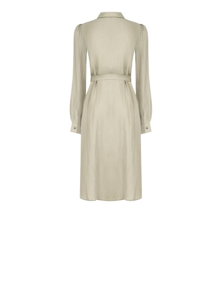Robe-chemise midi en tissu léger mélangé de viscose avec ceinture assortie Rinascimento