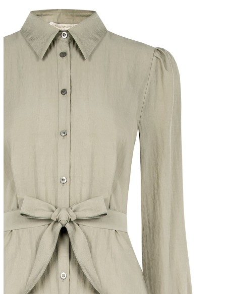 Robe-chemise midi en tissu léger mélangé de viscose avec ceinture assortie Rinascimento