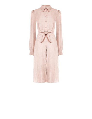 Robe-chemise midi en tissu léger mélangé de viscose avec ceinture assortie Rinascimento