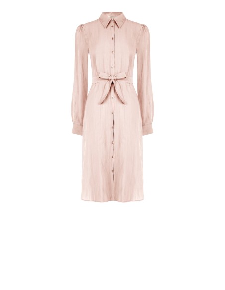 Robe-chemise midi en tissu léger mélangé de viscose avec ceinture assortie Rinascimento