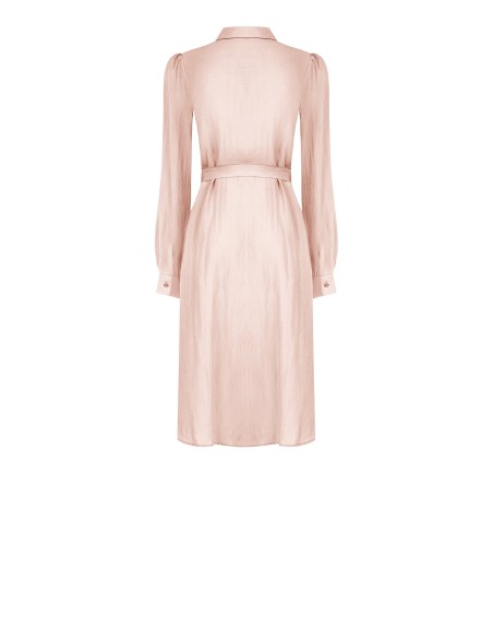 Robe-chemise midi en tissu léger mélangé de viscose avec ceinture assortie Rinascimento