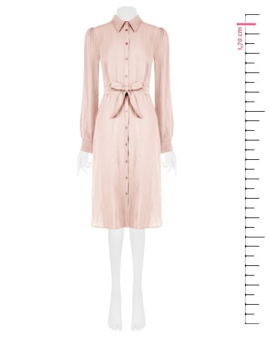 Robe-chemise midi en tissu léger mélangé de viscose avec ceinture assortie Rinascimento