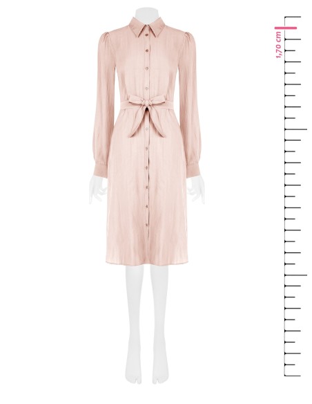 Robe-chemise midi en tissu léger mélangé de viscose avec ceinture assortie Rinascimento