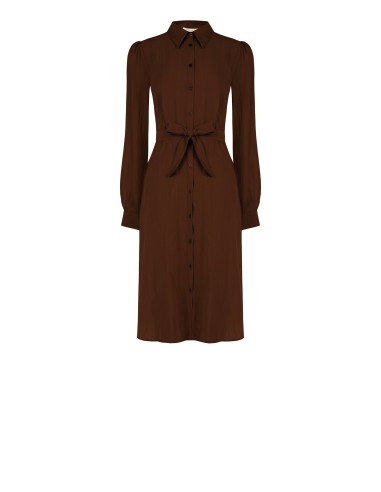 Robe-chemise midi en tissu léger mélangé de viscose avec ceinture assortie Rinascimento