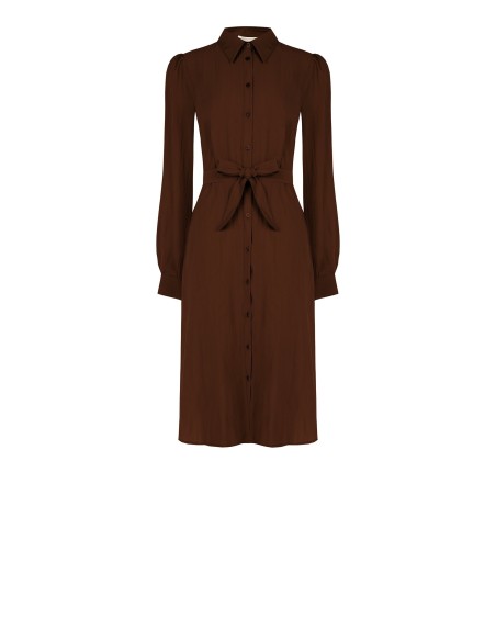 Robe-chemise midi en tissu léger mélangé de viscose avec ceinture assortie Rinascimento