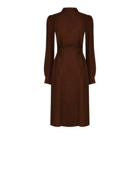 Robe-chemise midi en tissu léger mélangé de viscose avec ceinture assortie Rinascimento