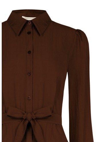 Robe-chemise midi en tissu léger mélangé de viscose avec ceinture assortie Rinascimento