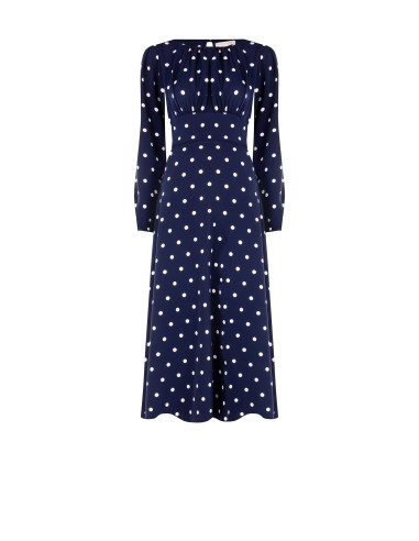 Robe midi en satin à pois avec encolure surpiquée Rinascimento