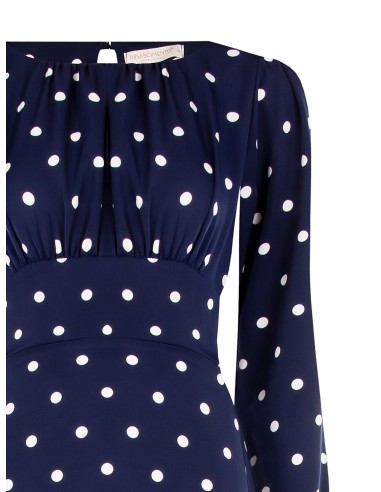 Robe midi en satin à pois avec encolure surpiquée Rinascimento