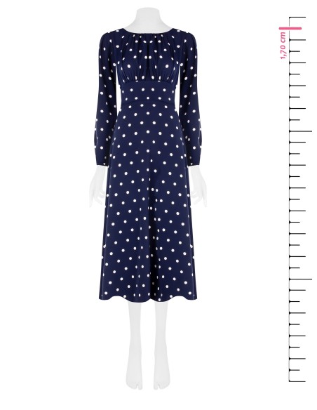 Robe midi en satin à pois avec encolure surpiquée Rinascimento
