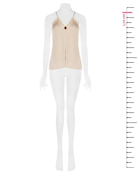 Top cintré en mélange de viscose à effet légèrement froissé, avec rose appliquée et dentelle Renaissance