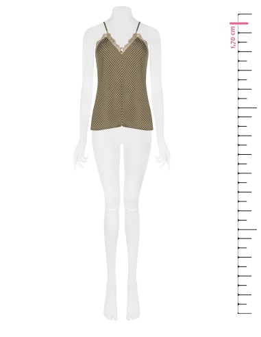 Top cintré en mélange de viscose à effet légèrement froissé, avec rose appliquée et dentelle Renaissance