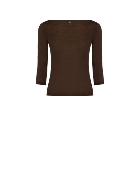T-shirt ajusté en viscose ultralégère à manches 3/4 Rinascimento
