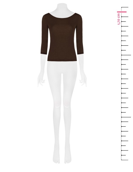T-shirt ajusté en viscose ultralégère à manches 3/4 Rinascimento