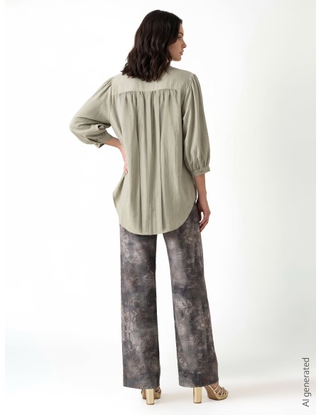 Blouse ample en tissu léger mélangé à la viscose avec manches chauve-souris Rinascimento