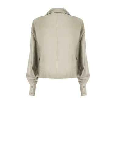 Blouse ample effet ballon sur le devant en tissu léger mélangé de viscose avec col en V Rinascimento
