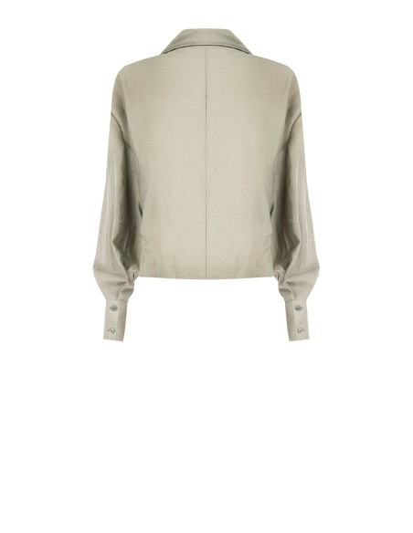 Blouse ample effet ballon sur le devant en tissu léger mélangé de viscose avec col en V Rinascimento