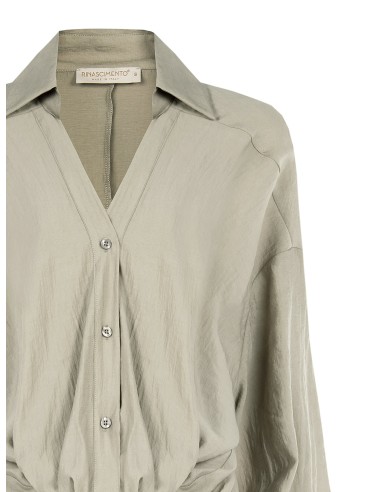 Blouse ample effet ballon sur le devant en tissu léger mélangé de viscose avec col en V Rinascimento