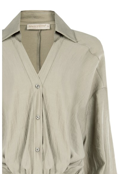 Blouse ample effet ballon sur le devant en tissu léger mélangé de viscose avec col en V Rinascimento