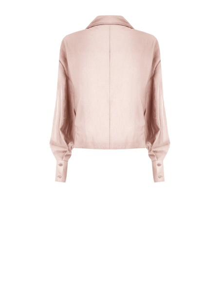 Blouse ample effet ballon sur le devant en tissu léger mélangé de viscose avec col en V Rinascimento