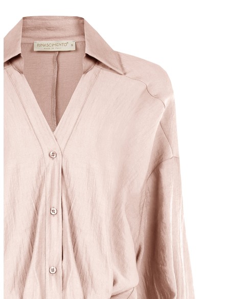 Blouse ample effet ballon sur le devant en tissu léger mélangé de viscose avec col en V Rinascimento
