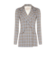 Veste blazer cintrée longue à motif prince-de-Galles Rinascimento 2