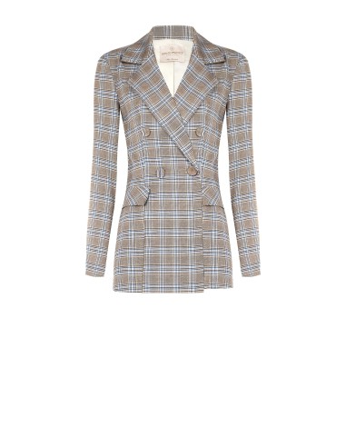 Veste blazer cintrée longue à motif prince-de-Galles Rinascimento