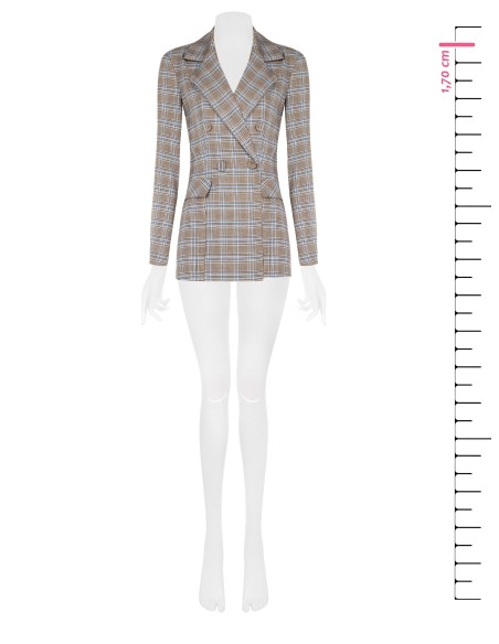 Veste blazer cintrée longue à motif prince-de-Galles Rinascimento