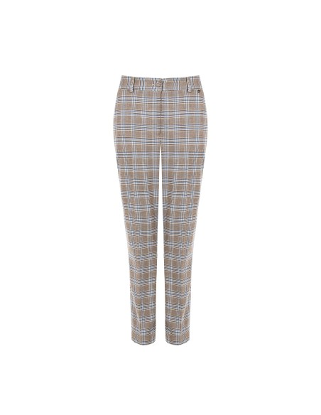 Pantalon droit à motif prince-de-galles avec bouton assorti et poches Rinascimento