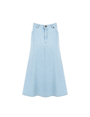 Lange A-lijnrok van denim met een lichte wassing van Rinascimento