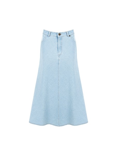 Lange A-lijnrok van denim met een lichte wassing van Rinascimento