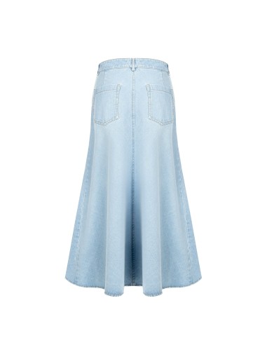 Lange A-lijnrok van denim met een lichte wassing van Rinascimento