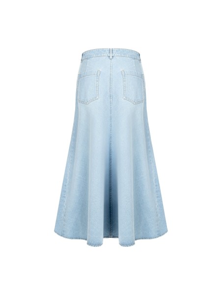 Lange A-lijnrok van denim met een lichte wassing van Rinascimento