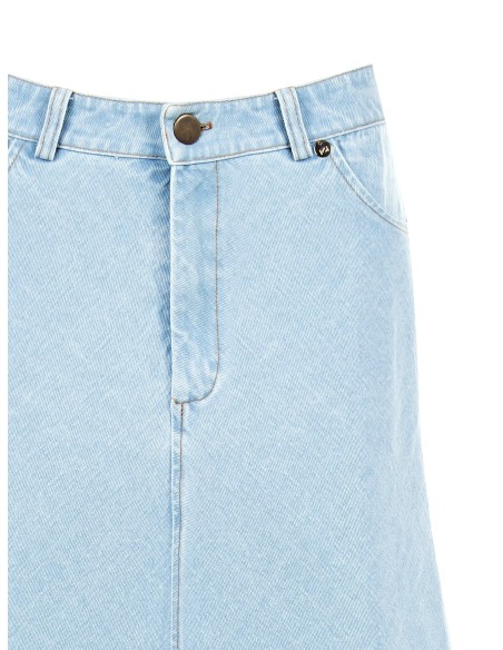 Jupe longue trapèze en denim délavé clair Rinascimento