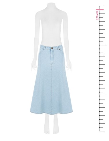 Jupe longue trapèze en denim délavé clair Rinascimento