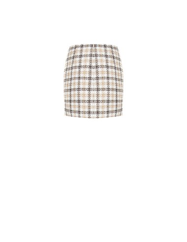 Minijupe trapèze en tweed avec bouton siglé RR et détail effrangé Rinascimento