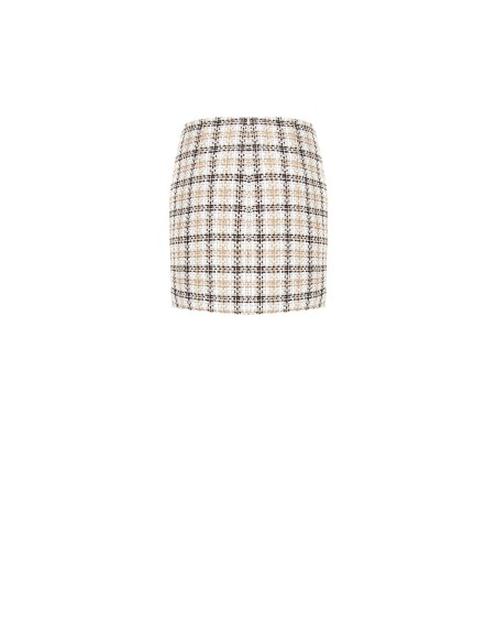 Minijupe trapèze en tweed avec bouton siglé RR et détail effrangé Rinascimento