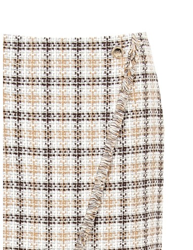 Minijupe trapèze en tweed avec bouton siglé RR et détail effrangé Rinascimento