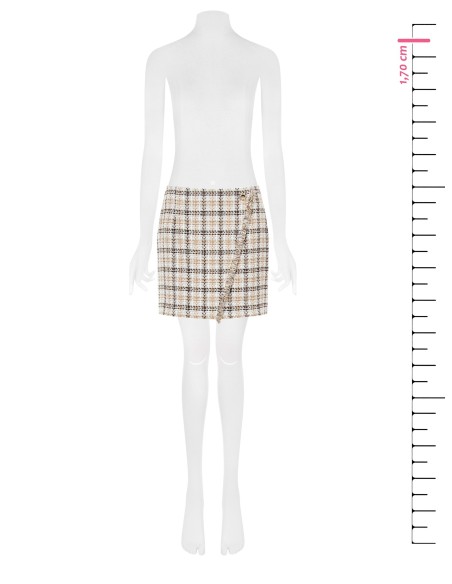 Minijupe trapèze en tweed avec bouton siglé RR et détail effrangé Rinascimento