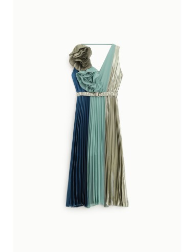 Robe mi-longue plissée sans manches avec application Dixie